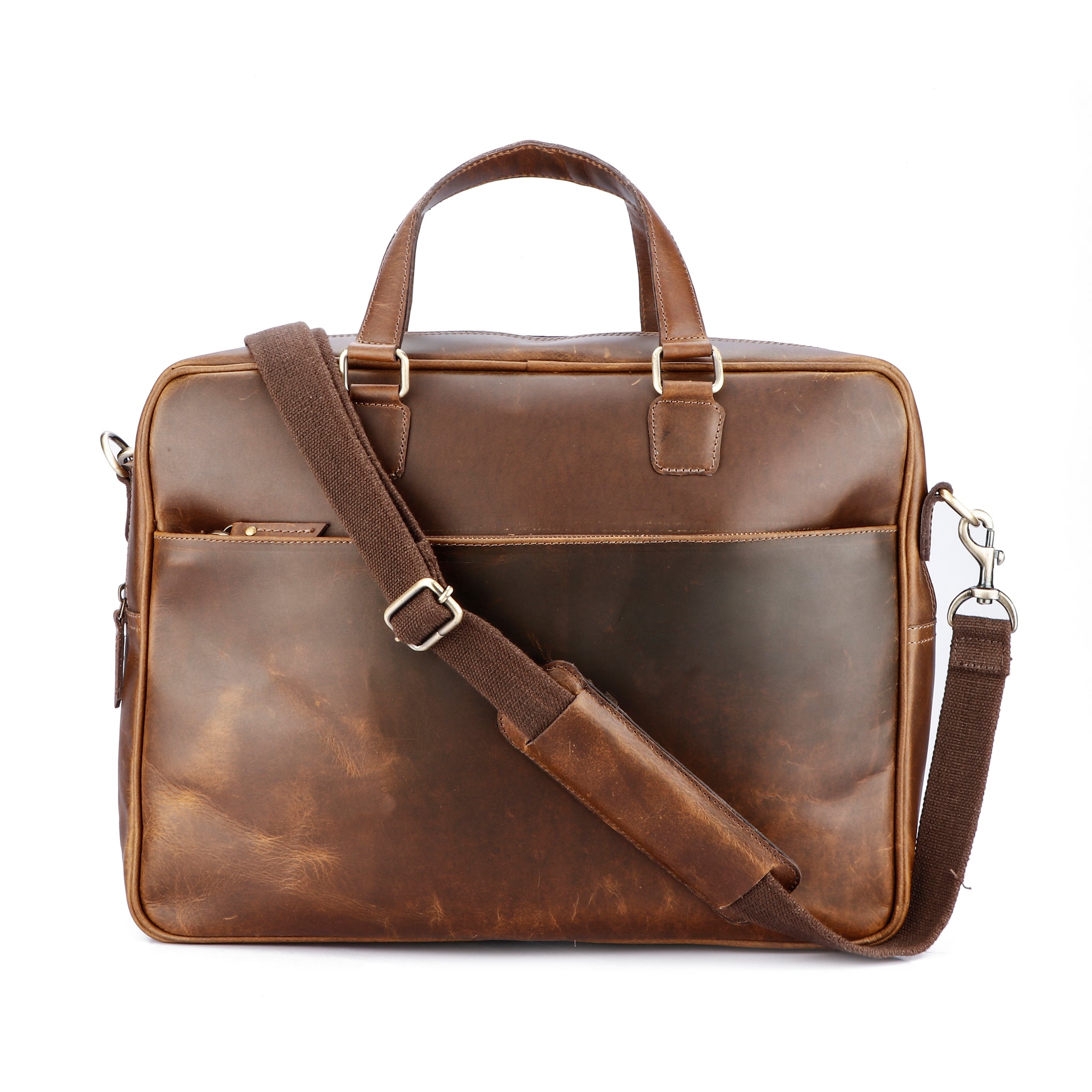 Vintage Leather Briefcase – Professional Laptop Office Travel Bag