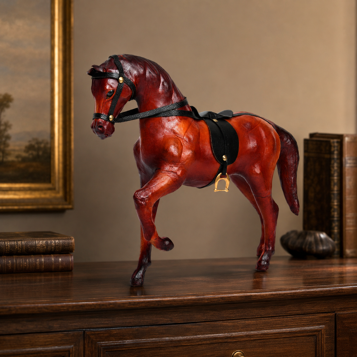 Handcrafted Leather Horse Showpiece – Luxury Decorative Horse Figurine