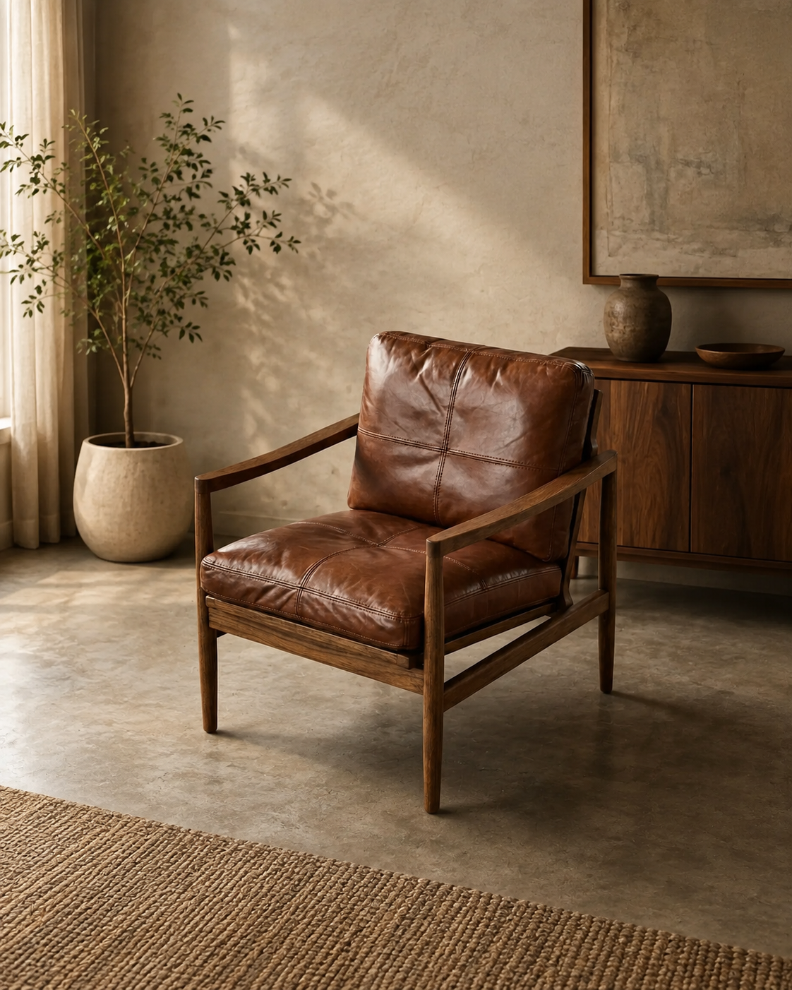 Custom Full-Grain Leather Sofa Cushion Cover – Made-to-Measure Seat Cover