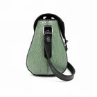 Green Croc-Embossed Leather Crossbody Bag – Sling Bag with Zip Closure
