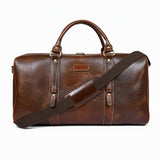Brown Croc-Textured Leather Duffle Bag – Weekender Travel Bag
