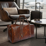 Brown Croc-Textured Leather Duffle Bag – Weekender Travel Bag
