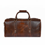 Brown Croc-Textured Leather Duffle Bag – Weekender Travel Bag