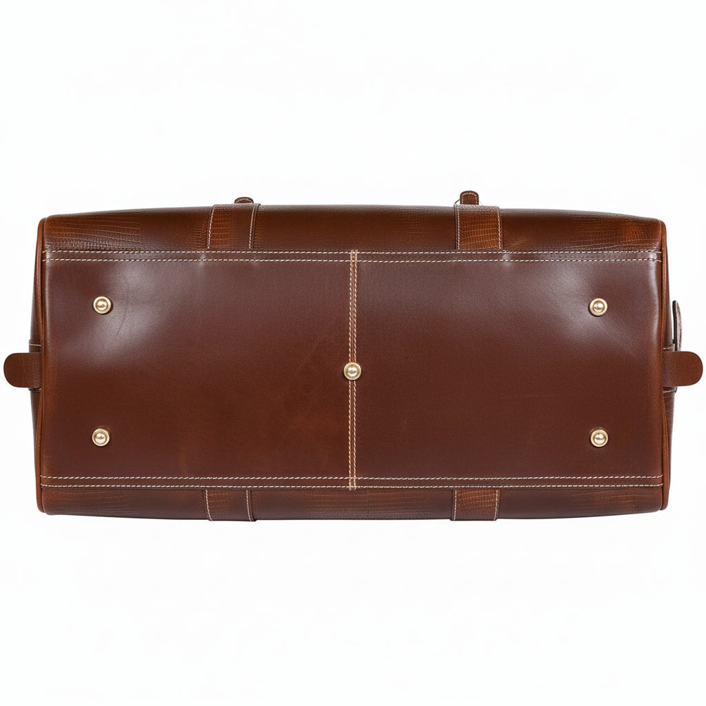 Brown Croc-Textured Leather Duffle Bag – Weekender Travel Bag