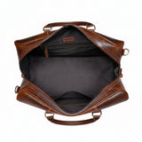 Brown Croc-Textured Leather Duffle Bag – Weekender Travel Bag