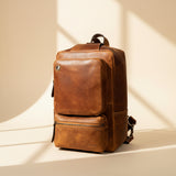 Men’s Tan Leather Crossbody Bag – Genuine Leather Sling Bag