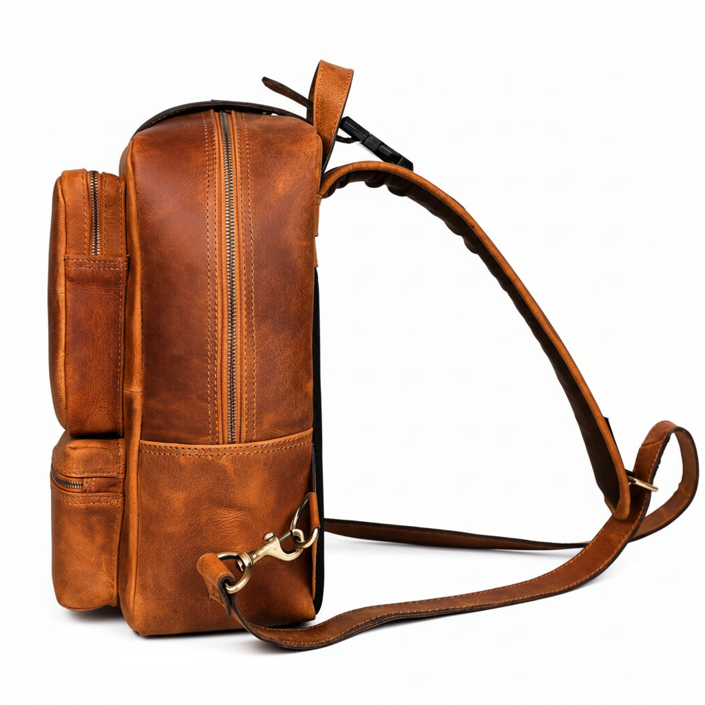 Men’s Tan Leather Crossbody Bag – Genuine Leather Sling Bag