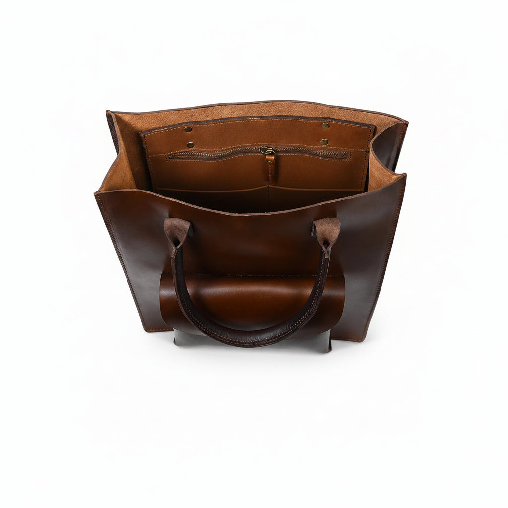 Brown Genuine Leather Shopper Tote Bag – Women’s Shoulder Bag