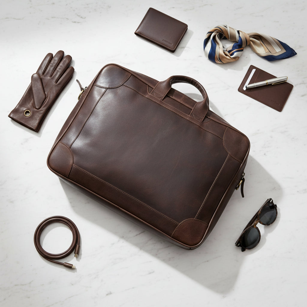 Vintage Leather Laptop Messenger Bag – Men’s Shoulder Satchel